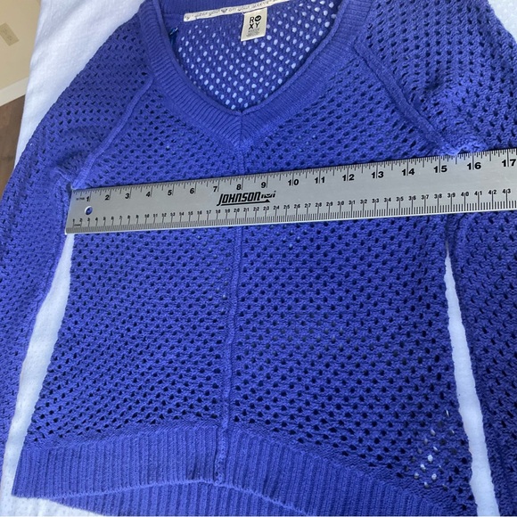 Rosy Women Long Sleeve Knit Sweater, size M, Blue, See Through - Picture 2 of 7
